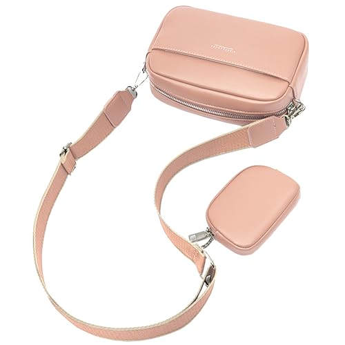 Mabecol Umhängetasche Damen, Kleine Schultertasche PU Leder 2-in-1, Crossbody Tasche Damen mit Abnehmbarer Mini-Geldbörse, UmhÃngetasche Shopper Tasche Klein für Alltag,Rosa von Mabecol