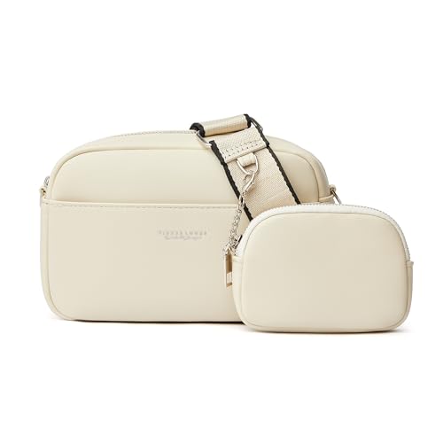 Mabecol Umhängetasche Damen, Kleine Schultertasche PU Leder 2-in-1, Crossbody Tasche Damen mit Abnehmbarer Mini-Geldbörse, UmhÃngetasche Shopper Tasche Klein für Alltag,Weiß von Mabecol