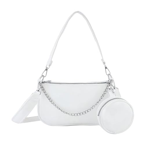 Mabecol Damen Umhängetasche, Crossbody Tasche mit Abnehmbarer Mini-Geldbörse, Kleine Handtasche Schultertasche für Alltag, Reisen und Freizeit, Weiß von Mabecol