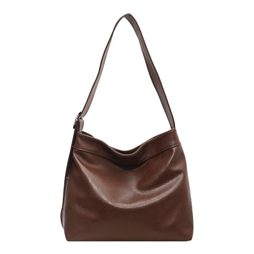 Mabecol Damen Schultertasche, Elegant PU-Leder Große Handtasche, Wasserdichte Umhängetasche mit Separater Mini-Tasche für Arbeit Reisen Freizeit, Kaffeefarbe von Mabecol