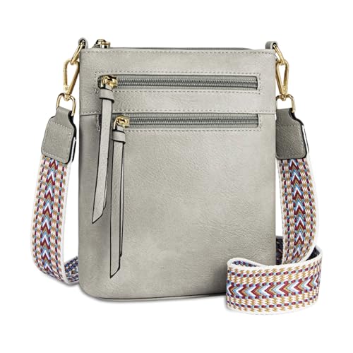 Mabecol Handytasche zum Umhängen,RFID-Blockierung Kapazität Handy Umhängetasche Damen Veganes Leder, Crossbody Bags für Frauen mit Verstellbar Abnehmbar Breiter Gurt(grau) von Mabecol