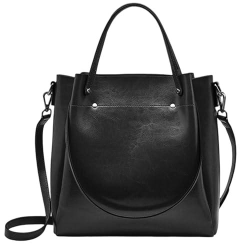 Mabecol Damen Shopper Tasche Groß PU Leder Handtasche Schultertasche Umhängetasche Tote Bag Henkeltasche Vintage Crossbody Für Arbeit Alltag Reisen (Schwarz) von Mabecol