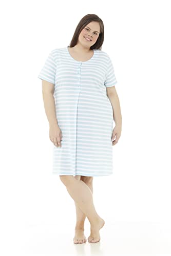 mabel intima - Nachthemd in Übergröße für Damen | Kurz/Midi-Shirt | Übergrößen 46-70 | XL - 7XL | Frühjahr/Sommer | Nachtwäsche | Dessous | Kleid zum Schlafen oder zu Hause, hellblau, 52 von mabel intima