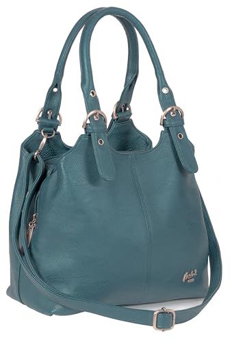 Mabel London Amelia Damen-Handtasche mit mehreren Fächern, mittlere Größe, mehrere Fächer mit langem Schultergurt Gr. One size, blaugrün von Mabel London