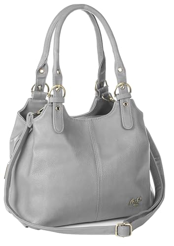 Mabel London Amelia Damen-Handtasche mit mehreren Fächern, mittlere Größe, mehrere Fächer mit langem Schultergurt Gr. One size, hellgrau von Mabel London