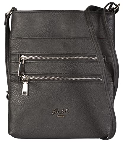 Mabel London - Damen Kleine Crossbody Handtaschen - Trendige Messenger Lange Schultergurt Taschen in verschiedenen Farben, dunkelgrau von Mabel London