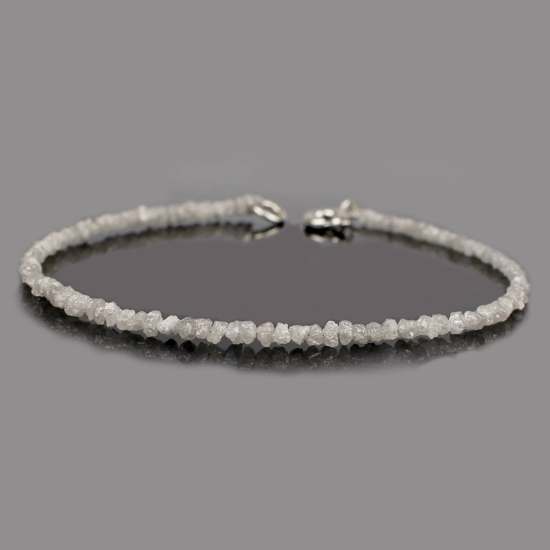 Diamant Rohdiamant Armband 2-3 Mm Perlen, 925 Silber Frühlingsring Verschluss, Perlenarmband Handarbeit Perlen Schmuck von MabelleStudio