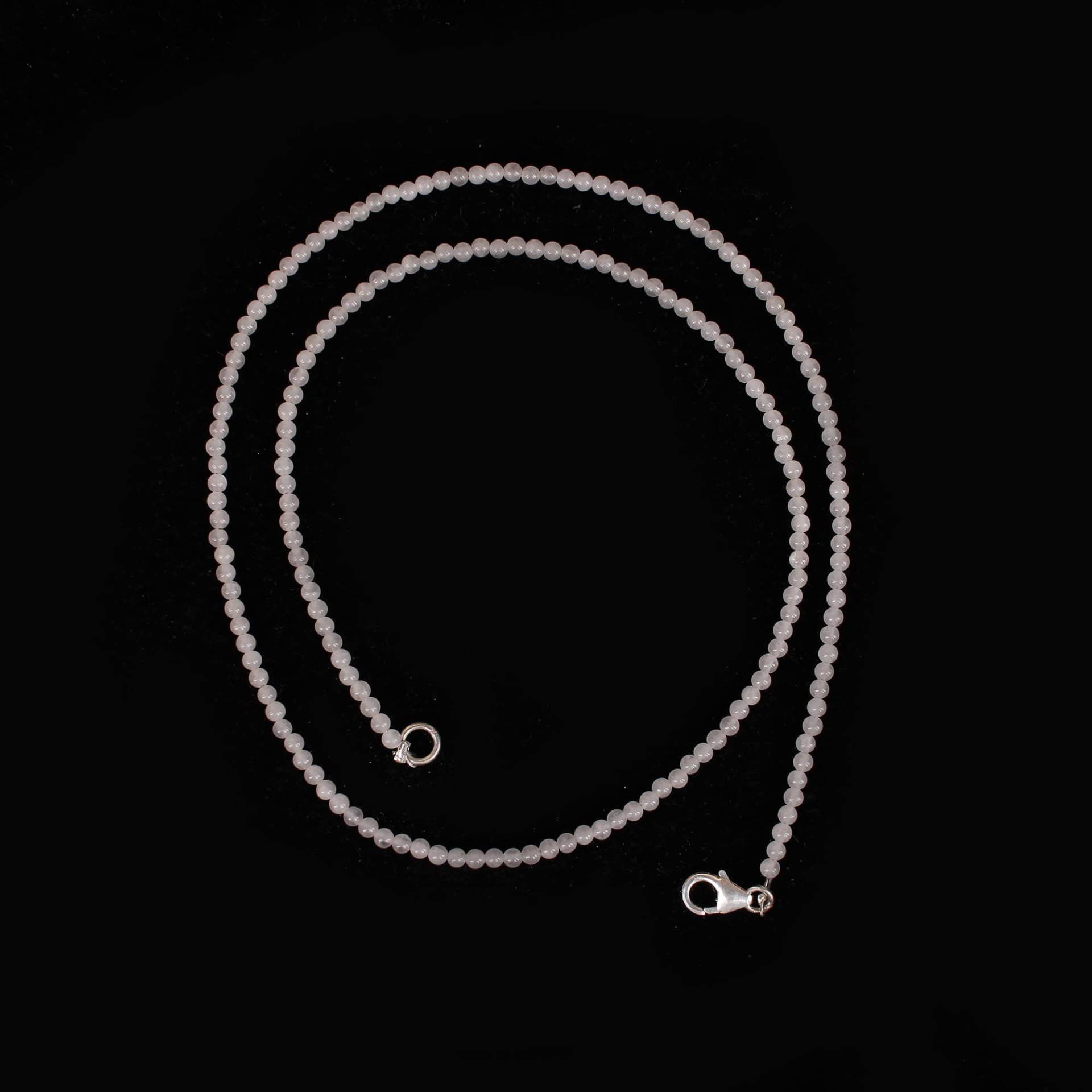 Winzige Perlen Rosenquarz Halskette Schmuck - Silber Runde Glatte 18-Zoll-Halskette Für Frauen Zarte von MabelleStudio