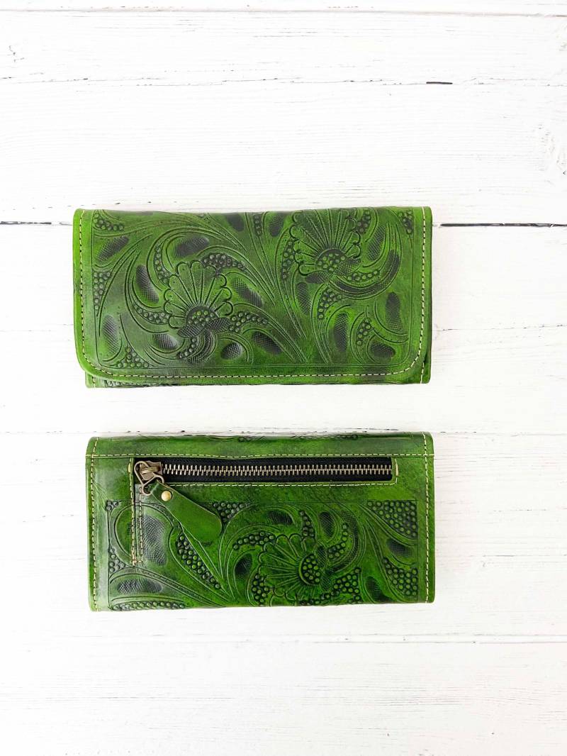 Damen Geldbörsen. Brieftaschen Für Die Frau. Handarbeit. Grün Geldbörsen von Maberick