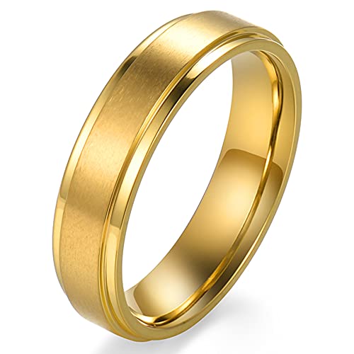 Mabohity Edle Ring Breit Gold 6mm, Titan Ringe, Elegant Bandring für Damen/Herren, Größe 72 von Mabohity