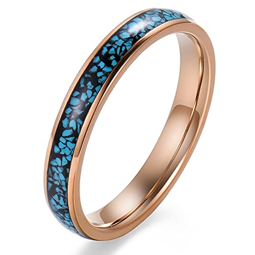 Mabohity Herren/Damen Ringe 3mm Titan Schmal, mit Edler Blaues Stein poliert, Größer 62 von Mabohity