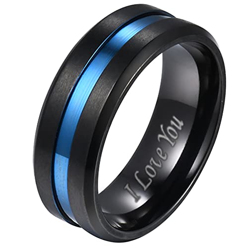 Mabohity Partnerring Herren Damen mit I Love You Titan-Ring Titanium 8mm Breit Ehering Verlobungsring Freundschaftsring Paar Ringe (nur Herren) von Mabohity