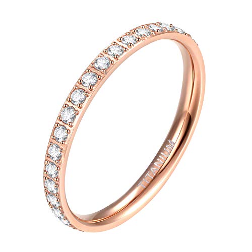 Mabohity Eternity Ringe Damen aus hochwertigem Titan für Frauen, Mädchen, 2mm Rosegold, Größe 49 von Mabohity