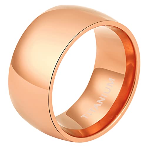 Mabohity Ring Damen Hochpoliert Titan Ring Titanium Ehering Verlobungsring Trauring Freundschaftsring Partnerring Hochzeit Band, Rosegold 10mm Breite, Größe 54 (17.2) von Mabohity