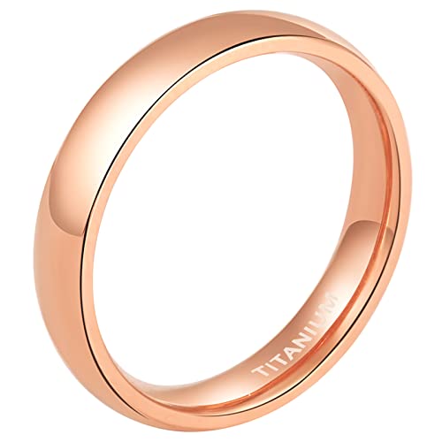 Mabohity Ring Damen Hochpoliert Titan Ring Titanium Ehering Verlobungsring Trauring Freundschaftsring Partnerring Hochzeit Band, Rosegold 4mm Breite, Größe 62 (19.7) von Mabohity
