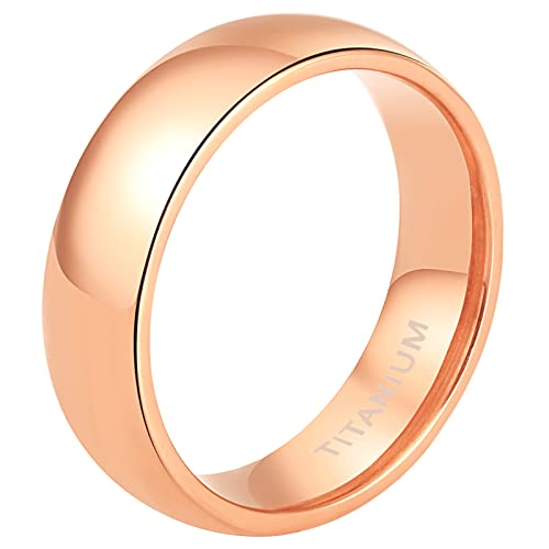 Mabohity Ring Damen Hochpoliert Titan Ring Titanium Ehering Verlobungsring Trauring Freundschaftsring Partnerring Hochzeit Band, Rosegold 6mm Breite, Größe 60 (19.1) von Mabohity