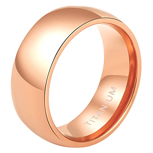 Mabohity Ring Damen Hochpoliert Titan Ring Titanium Ehering Verlobungsring Trauring Freundschaftsring Partnerring Hochzeit Band, Rosegold 8mm Breite, Größe 47 (15.0) von Mabohity