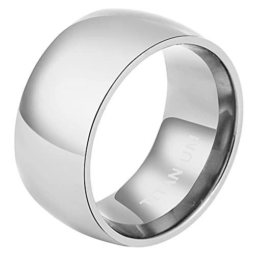 Mabohity Ring Damen Hochpoliert Titan Ring Titanium Ehering Verlobungsring Trauring Freundschaftsring Partnerring Hochzeit Band, Silber 10mm Breite, Größe 57 (18.1) von Mabohity