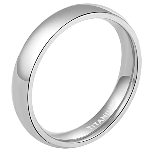 Mabohity Ring Damen Hochpoliert Titan Ring Titanium Ehering Verlobungsring Trauring Freundschaftsring Partnerring Hochzeit Band, Silber 4mm Breite, Größe 47 (15.0) von Mabohity