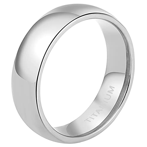 Mabohity Ring Damen Hochpoliert Titan Ring Titanium Ehering Verlobungsring Trauring Freundschaftsring Partnerring Hochzeit Band, Silber 6mm Breite, Größe 47 (15.0) von Mabohity