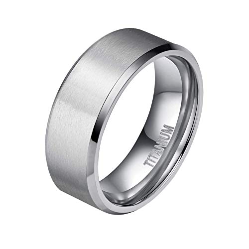 Mabohity Ring Herren/Damen Matt + Hochpoliert Titan-Ring Titanium 10mm Breit Ehering Verlobungsring Trauring Freundschaftsring Partnerring Hochzeit Band, Silber, Größe 49 von Mabohity