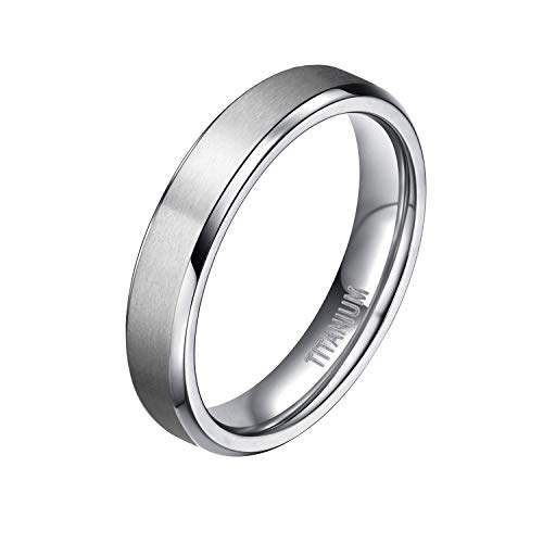 Mabohity Ring Herren/Damen Matt + Hochpoliert Titan-Ring Titanium 4mm Breit Ehering Verlobungsring Trauring Freundschaftsring Partnerring Hochzeit Band, Silber, Größe 47 von Mabohity