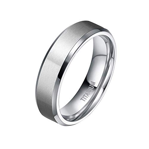 Mabohity Ring Herren/Damen Matt + Hochpoliert Titan-Ring Titanium 6mm Breit Ehering Verlobungsring Trauring Freundschaftsring Partnerring Hochzeit Band, Silber, Größe 54 von Mabohity