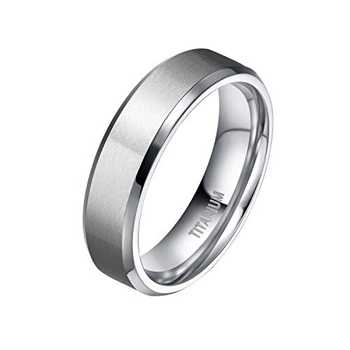 Mabohity Ring Herren Damen Titan: Matt Hochpoliert Titan Ring Titanium 6mm Breit Ehering Verlobungsring Trauring Freundschaftsring Partnerring Hochzeit Band Silber Größe 70 von Mabohity