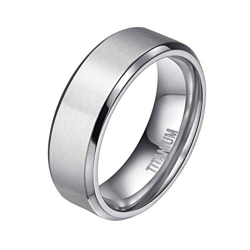 Mabohity Ring Herren/Damen Matt + Hochpoliert Titan-Ring Titanium 8mm Breit Ehering Verlobungsring Trauring Freundschaftsring Partnerring Hochzeit Band, Silber, Größe 52 von Mabohity