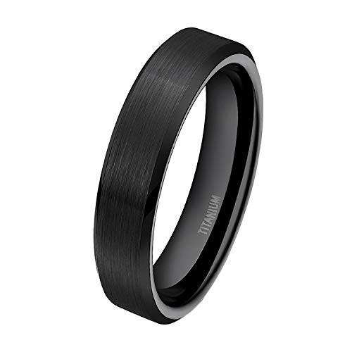 Mabohity Ring Herren/Damen Matt Poliert Titan-Ring Titanium 4mm Breit Ehering Verlobungsring Freundschaftsring Partnerring Hochzeit Band, Schwarz, Größe 47 von Mabohity