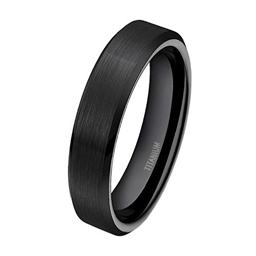 Mabohity Ring Herren/Damen Matt Poliert Titan-Ring Titanium 4mm Breit Ehering Verlobungsring Freundschaftsring Partnerring Hochzeit Band, Schwarz, Größe 60 von Mabohity