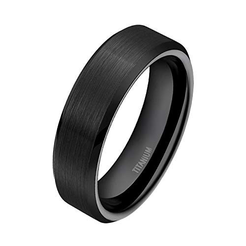 Mabohity Ring Herren/Damen Matt Poliert Titan-Ring Titanium 6mm Breit Ehering Verlobungsring Freundschaftsring Partnerring Hochzeit Band, Schwarz, Größe 52 von Mabohity