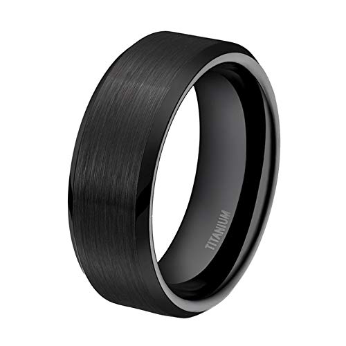 Mabohity Ring Herren/Damen Matt Poliert Titan-Ring Titanium 8mm Breit Ehering Verlobungsring Freundschaftsring Partnerring Hochzeit Band, Schwarz, Größe 60 von Mabohity