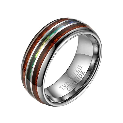 Mabohity Ring Herren Damen 8mm Breite Personalisierte Gravur Ehering Verlobungsring Wolframcarbid Opal Geschenk Braun&Grün Größe 4 bis 16 von Mabohity