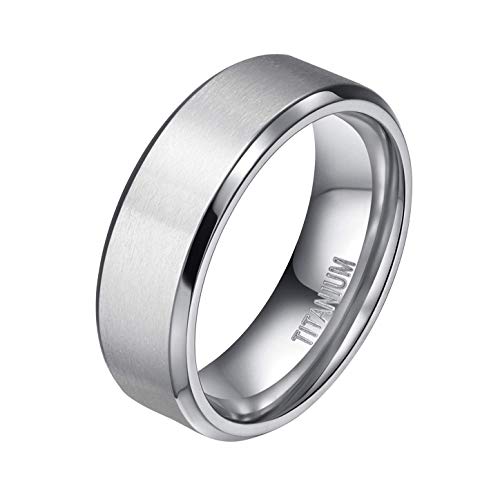 Mabohity Ring Herren Damen Titan: Matt Hochpoliert Titan Ring Titanium 8mm Breit Ehering Verlobungsring Trauring Freundschaftsring Partnerring Hochzeit Band Silber Größe 47 von Mabohity