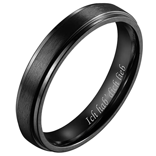 Mabohity Ringe Herren Schwarz Edel, aus Hochwertigste Titan, Einfache Design Schlicht, Größe 49 von Mabohity