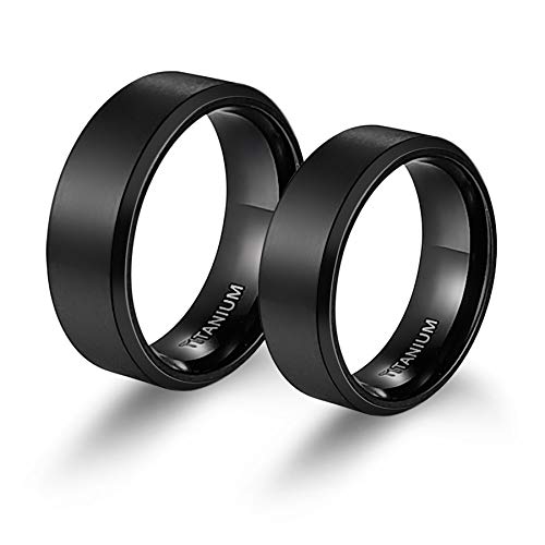 Mabohity Titan-Ring Herrenring Damenring 6mm 8mm Breit Titanium Ehering Verlobungsring Freundschaftsring Partnerring Paar Hochzeit Band, Schwarz (nur Herren) von Mabohity