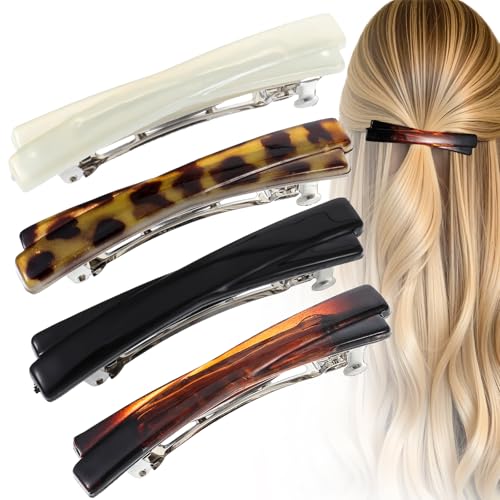 Mabor 4 Stück Haarspangen Damen 6,5cm Französische Haarspange Damen Automatischer Haarspange für Feines Haar Vintage Haarclips für Frauen Mädchen(4 Farben) von Mabor