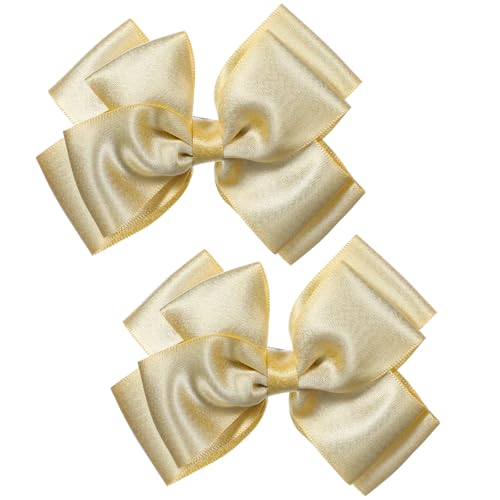 Mabor 2 Stück Schleife Haarklammer Gold Haarschleifen Mädchen Haarschleife Große Rutschfeste Haarnadeln mit Entenschnabel-Clip für Mädchen und Frauen von Mabor