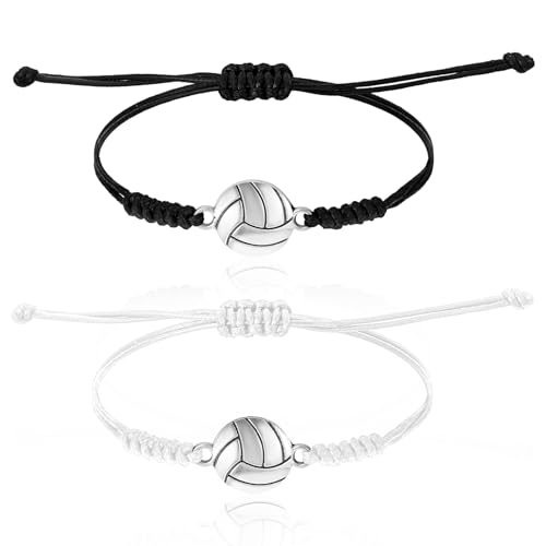Mabor Armband Volleyball, 2 Stück Verstellbares Stoff Armbänder mit Volleyball Geschenk Charme Souvenir Schenken Volleyballspielern Armband Herren Frauen Freundschaftsarmbänder von Mabor