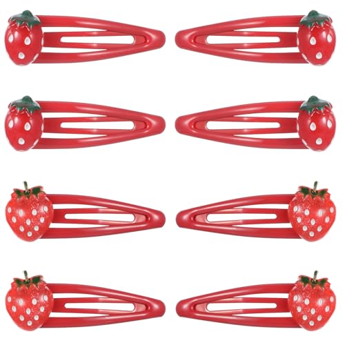Mabor Mädchen Haarspange Erdbeere，8 Stück Rote Metall Druckknopf Erdbeer Accessoires Kinder Erdbeeren Haarschmuck Süßes Kleinkinder Mädchen Teenager Erdbeere Geschenke von Mabor