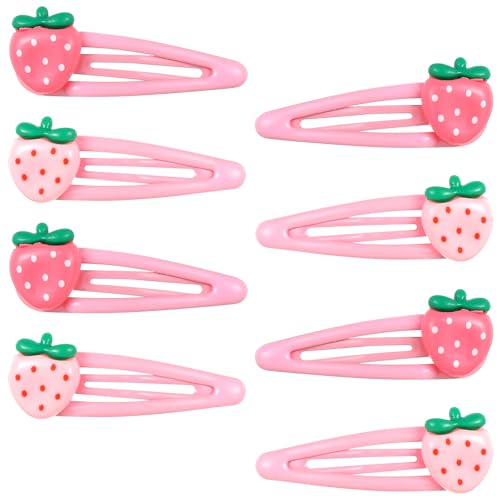 Mabor 8 Stück Erdbeeren Haarspange Mädchen Erdbeer Haarspangen Damen Snap Haarclips Kinder Sweetheart Hair Clip Damen Cute Haarschmuck für Kleinkinder Kinder Mädchen Frauen(Rot,Rosa) von Mabor