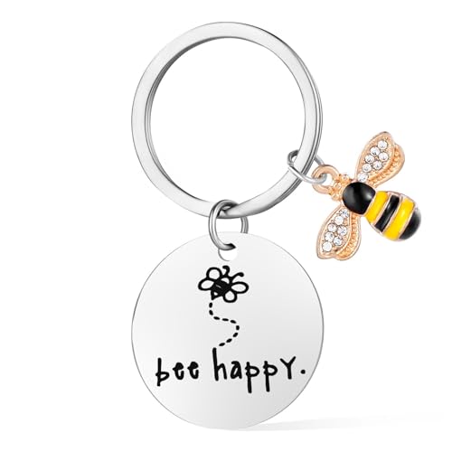 Mabor Bee Happy Biene Schlüsselanhänger，Bee Happy Schlüsselanhänger Auto Taschenanhänger Bienen Charm Anhänger Geschenke für Freunde Bag Charms Damen Tasche Biene Geldbörse Handtasche Rucksack von Mabor