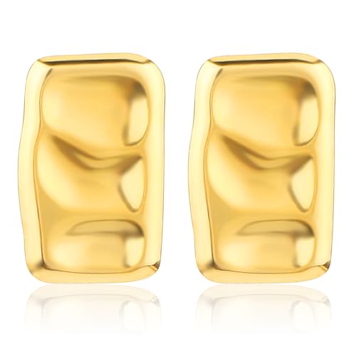 Mabor Elegant Goldene Ohrringe Damen Quadrat Ohrringe Gold Hängend Hypoallergene Ohrring für Alltag und besondere Anlässe Passende Kleidung(1,9x3cm) von Mabor