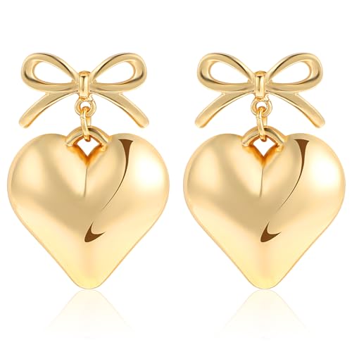 Mabor Herz keck Ohrringe Damen Y2K Ohrstecker Gold 12,4g Ohrringe Stecker Hängend Ohrhänger Gold Hypoallergene Ohringe - Leicht und Ohrenfreundlich - für Mädchen Dates Versammlungen Geburtstagsfeiern von Mabor