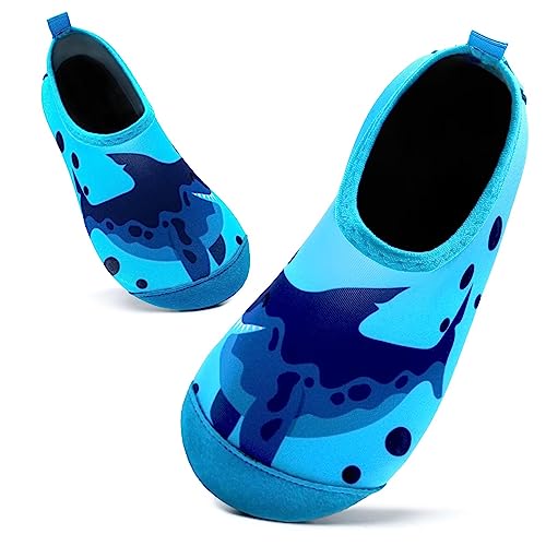 Badeschuhe Kinder Schwimmschuhe Wasserschuhe Schnell Trocknend Strandschuhe Aquaschuhe für Jungen Mädchen Baby Beach Pool(Hai Blau,13/13.5 UK Child,32/33 EU) von Mabove