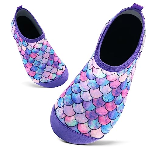 Badeschuhe Kinder Schwimmschuhe Wasserschuhe Schnell Trocknend Strandschuhe Aquaschuhe für Mädchen Baby Beach Pool(Pink Violett YL,26/27 EU) von Mabove