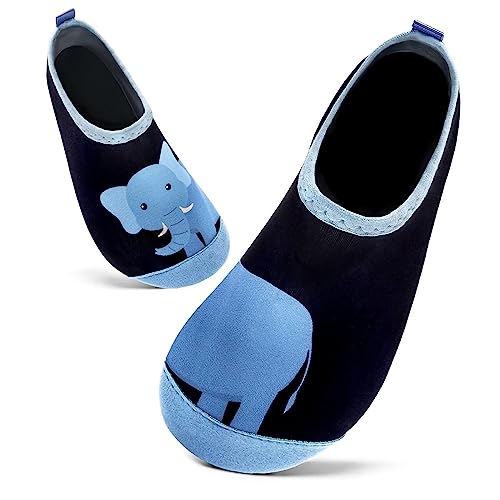 Badeschuhe Kinder Schwimmschuhe Wasserschuhe Schnell Trocknend Strandschuhe Aquaschuhe für Jungen Mädchen Baby Beach Pool(Schwarz Elefant,10.5/11 UK Child,28/29 EU) von Mabove