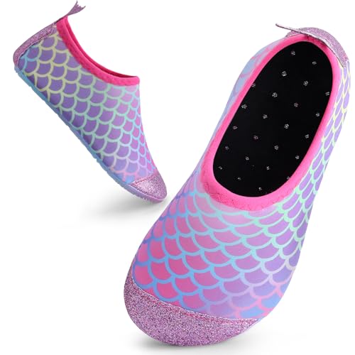 Badeschuhe Kinder Schwimmschuhe Wasserschuhe Schnell Trocknend Strandschuhe Aquaschuhe für Mädchen Baby Beach Pool(Fish Scales,20/21 EU) von Mabove