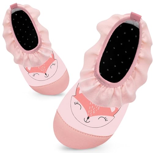 Badeschuhe Kinder Schwimmschuhe Wasserschuhe Schnell Trocknend Strandschuhe Aquaschuhe für Mädchen Baby Beach Pool(Füchse Rosa,32/33 EU) von Mabove